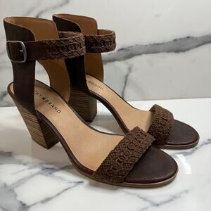 Lucky Brand | Women's Brown Leather Strappy Block Heel Oakes Sandals Sz 11